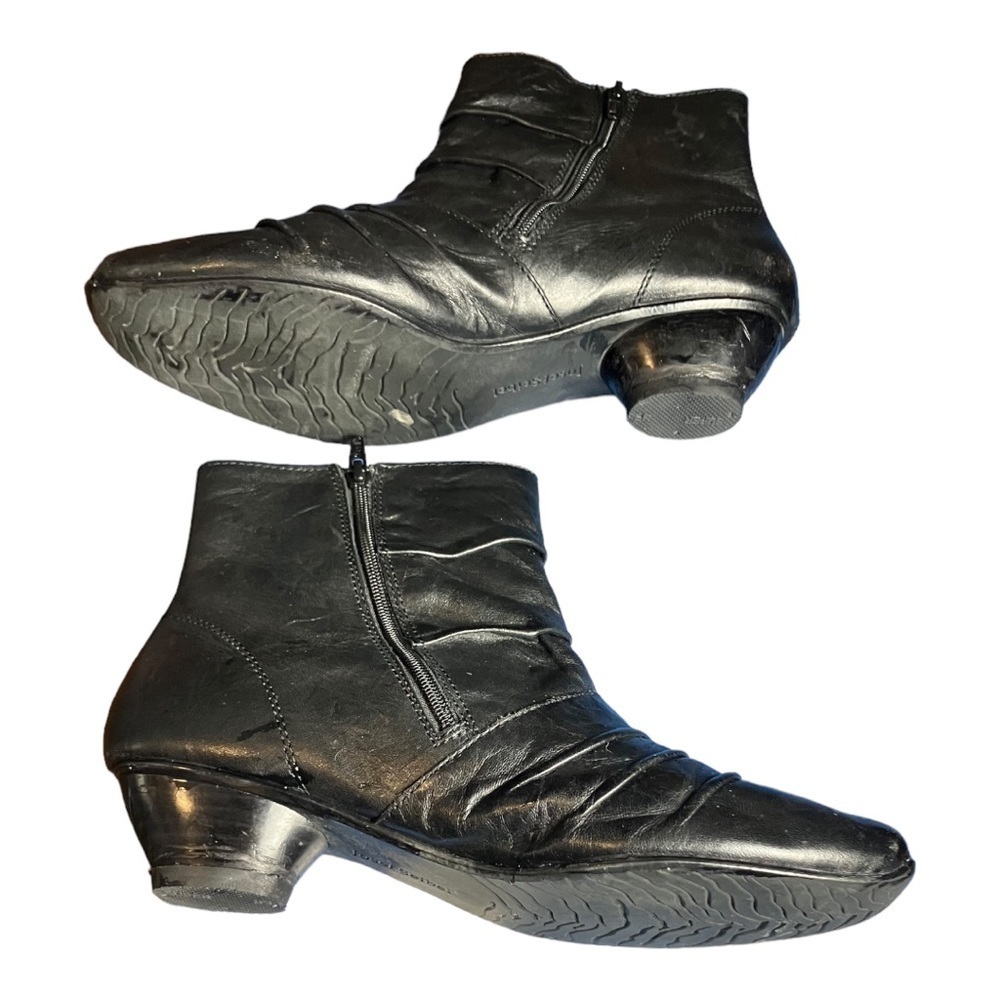 Josef Seibel Tina Black Leather Ankle Boots Side Zip Comfort Shoes EU 38 US 7 - Picture 13 of 16